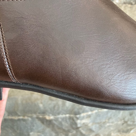 Dark Brown Braided Pleather Booties w/ Buckle (9) - Picture 4 of 6